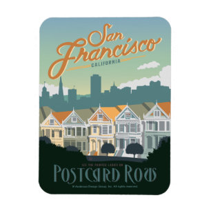 San Francisco, CA - vykortsrad Magnet