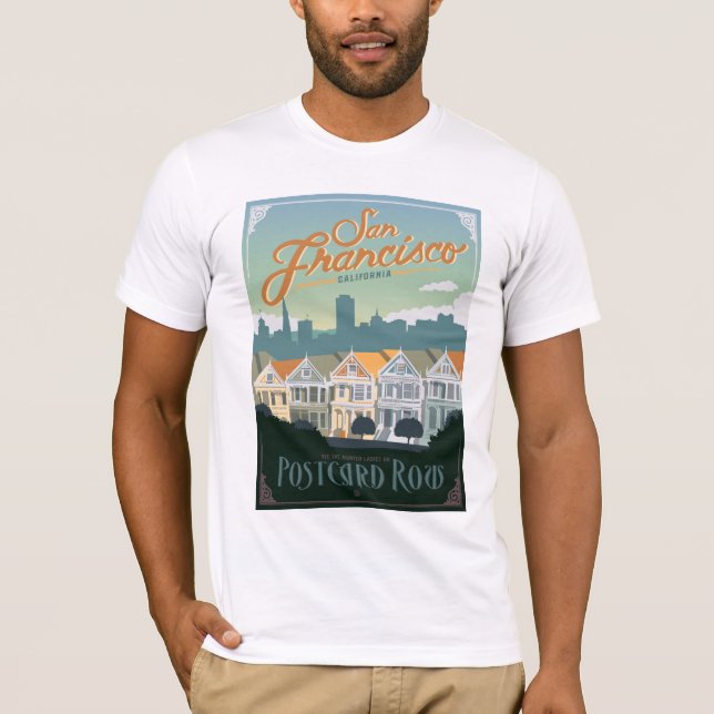 San Francisco, CA - vykortsrad T-shirt (Framsida)