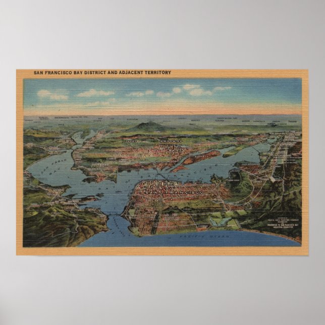 San Francisco, CAAerial View från Väster Poster (Framsidan)
