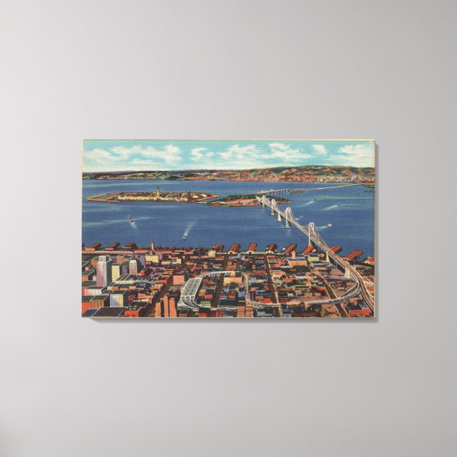 San Francisco, CAAerial View of S. F. Bridge Canvastryck (Framsida)