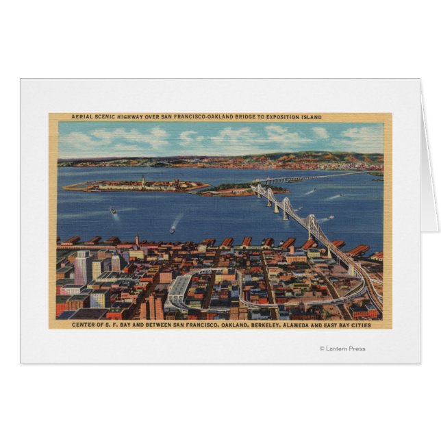 San Francisco, CAAerial View of S. F. Bridge Hälsningskort (Framsidan Horizontal)