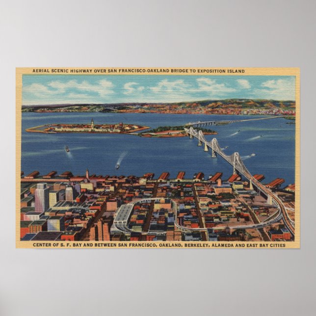San Francisco, CAAerial View of S. F. Bridge Poster (Framsidan)
