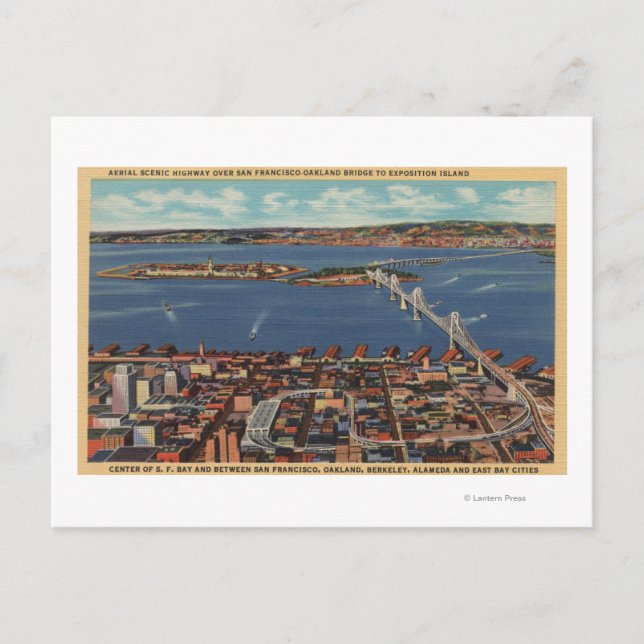 San Francisco, CAAerial View of S. F. Bridge Vykort (Framsida)