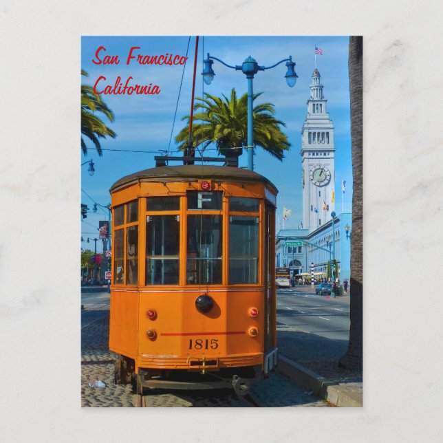 San Francisco Cable Car & Ferry Building Vykort (Framsida)