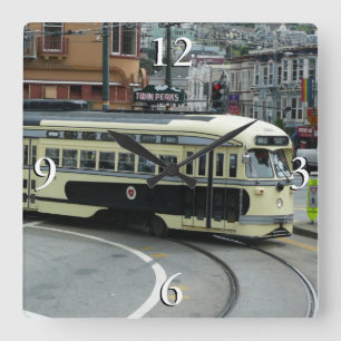 San Francisco Cable Car Fyrkantig Klocka
