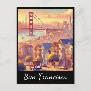 San Francisco Cable Car Golden Grind Bridge Vykort