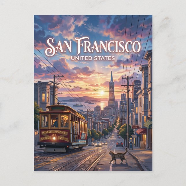 San Francisco Cable Car Kalifornien Vykort (Framsida)