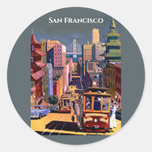 San Francisco Cable Car Retro Vintage resor Runt Klistermärke