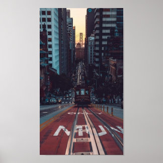 San Francisco Cable Car Sunset - Golden Grind View Poster