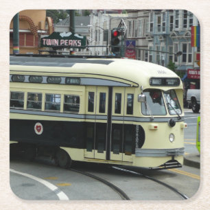 San Francisco Cable Car Underlägg Papper Kvadrat