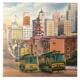 San Francisco Cable Cars Ceramic Tile Kakelplatta