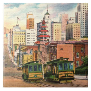 San Francisco Cable Cars Ceramic Tile Kakelplatta