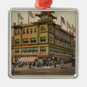 San Francisco CAChinatown AdSing tjock Co. Julgransprydnad Metall