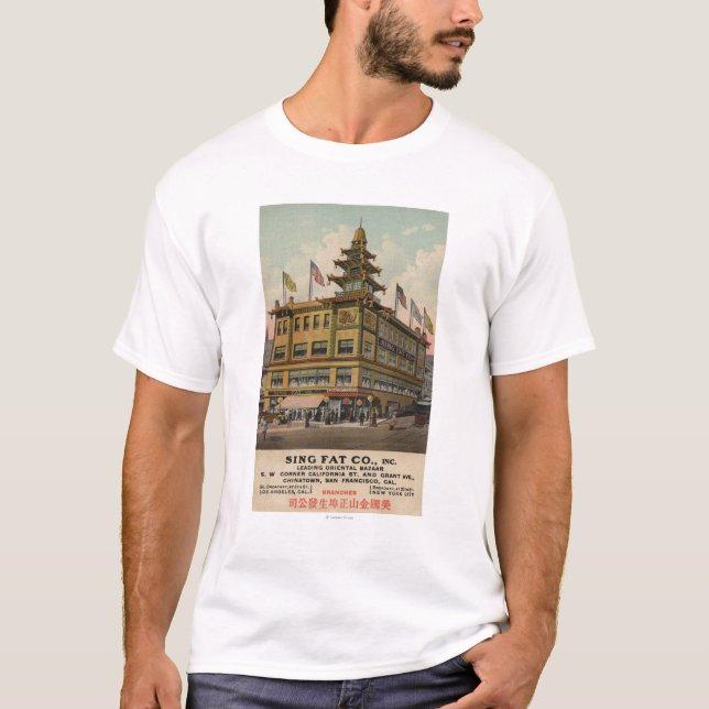 San Francisco CAChinatown AdSing tjock Co. Tee Shirt (Framsida)