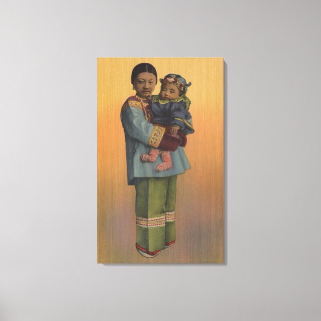 San Francisco, CAChinese Woman & Baby Canvastryck (Framsida)