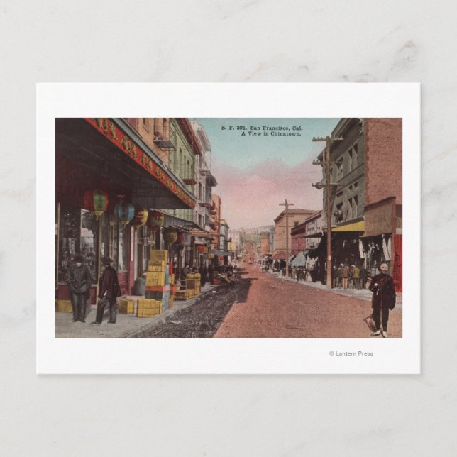 San Francisco, CADirtygata vy av Chinatown Vykort (Framsida)