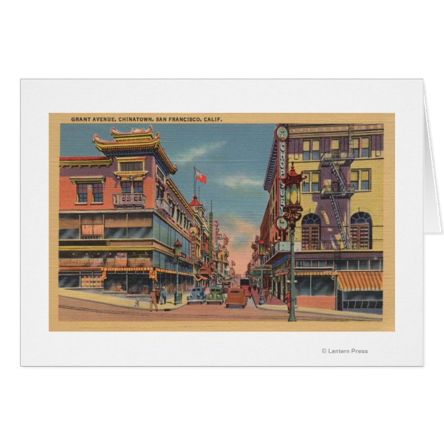 San Francisco, CAGrant Avenue i Chinatown Hälsningskort (Framsidan Horizontal)