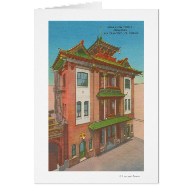 San Francisco, CAKong Chow Temple i Chinatown Hälsningskort (Framsidan)