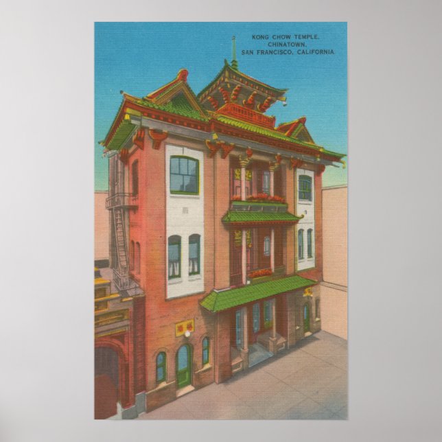 San Francisco, CAKong Chow Temple i Chinatown Poster (Framsidan)