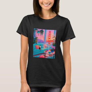 San Francisco Calico Cat GoldenGate Bridge Retro A T Shirt