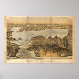 San Francisco California 1876 Panoramic Karta Poster