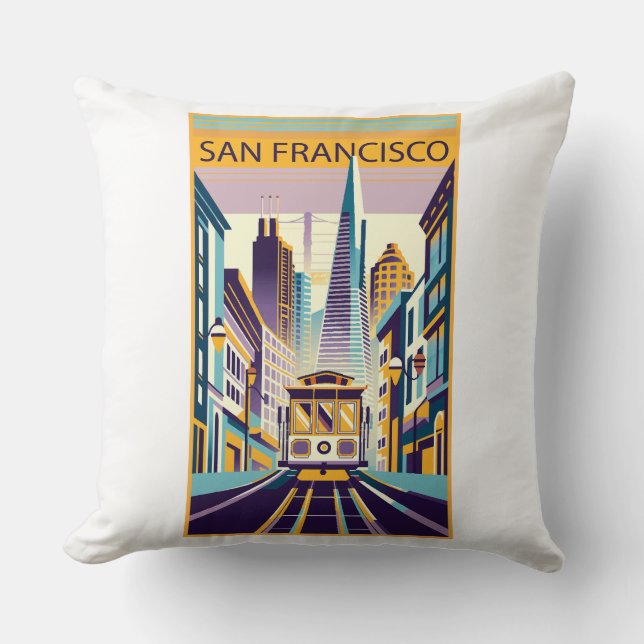 San Francisco California Art Deco Kudde (Framsida)