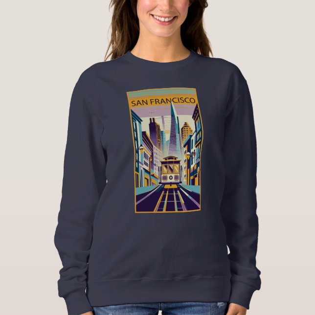 San Francisco California Art Deco T Shirt (Framsida)