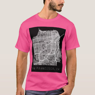 San Francisco California CA city map black and whi T Shirt