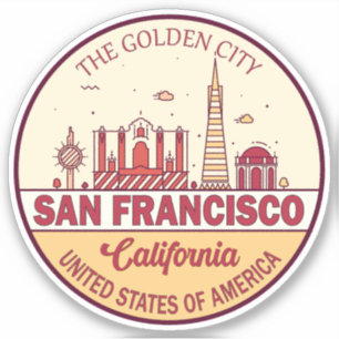 San Francisco California City Skyline Emblem Klistermärken