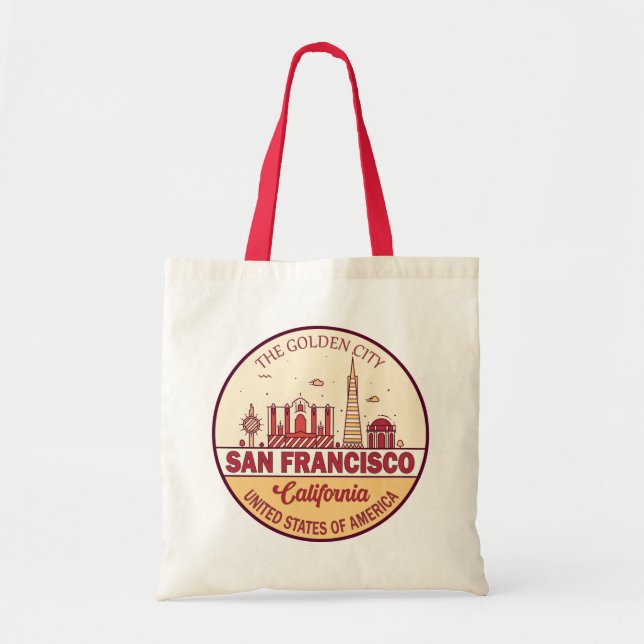 San Francisco California City Skyline Emblem Tygkasse (Framsidan)