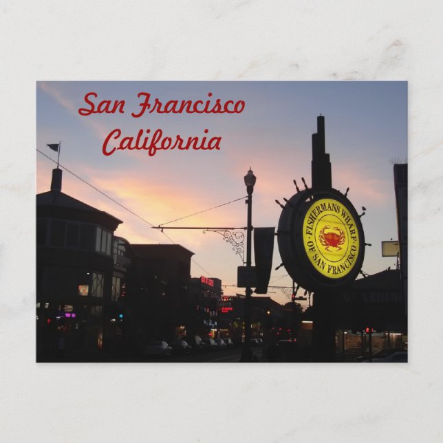 San Francisco California Fishermans Wharf-tecken Vykort (Framsida)