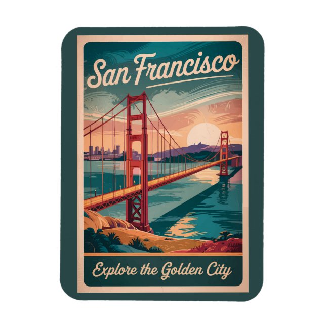 San Francisco California Golden Gate Bridge Resa Magnet (Vertikal)