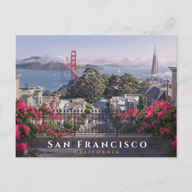 San Francisco California Golden Gate Bridge Resa Vykort (Framsida)