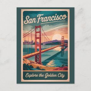 San Francisco California Golden Gate Bridge Resa Vykort