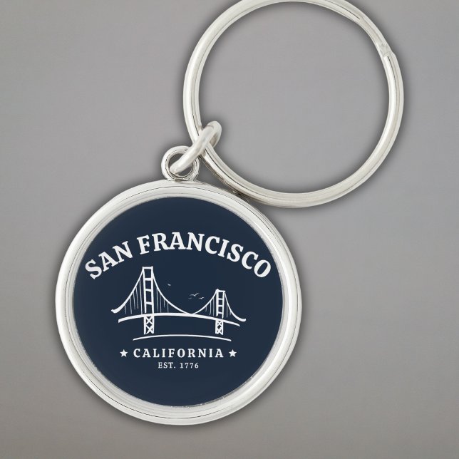 San Francisco California Golden Gate Landscape Rund Silverfärgad Nyckelring (Skapare uppladdad)
