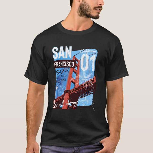 San Francisco California Golden Grind Bridge San F T Shirt (Framsida)