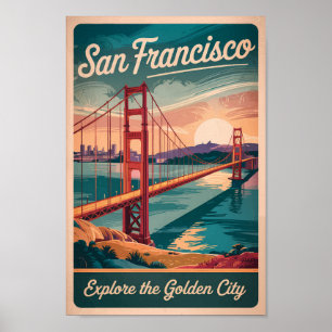 San Francisco California Golden Grind Bridge Trave Poster