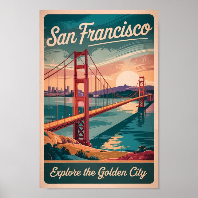 San Francisco California Golden Grind Bridge Trave Poster (Framsidan)