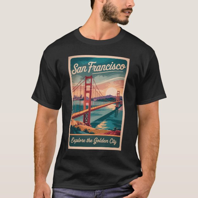 San Francisco California Golden Grind Bridge Trave T Shirt (Framsida)