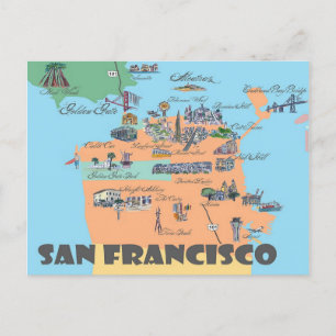 San Francisco California Highlights Kartor Vykort