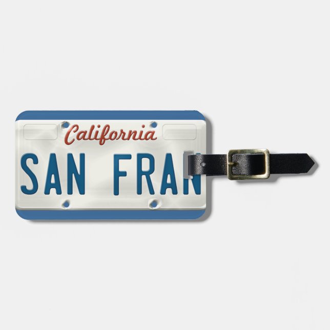 San Francisco California License Plate Bagagebricka (Horisontell Framsida)