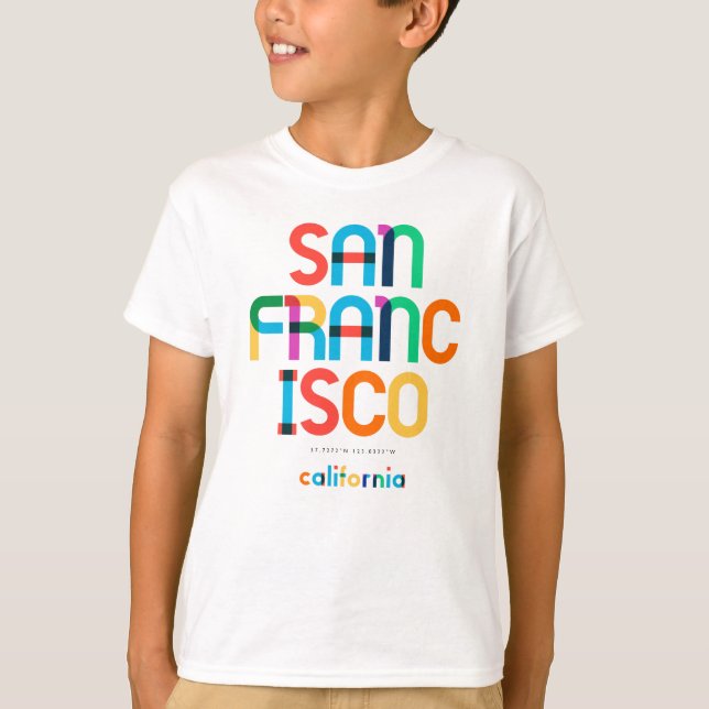 San Francisco California Mid Century, Pop Art. T Shirt (Framsida)