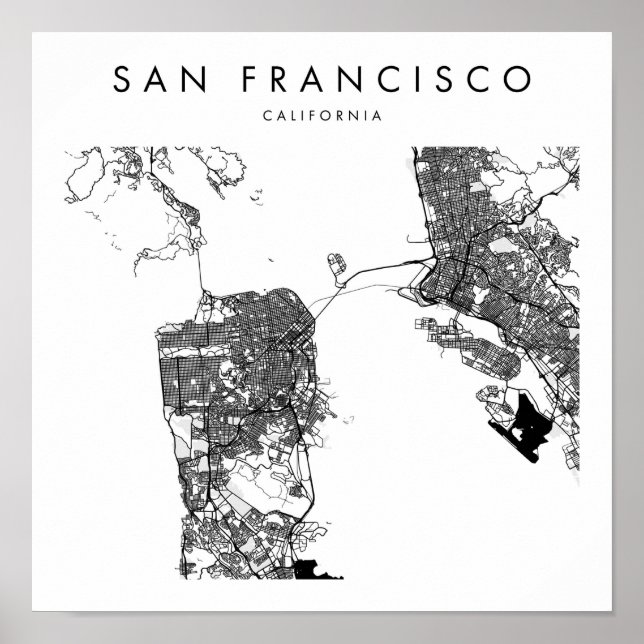 San Francisco California Minimal Modern Street Kar Poster (Framsidan)