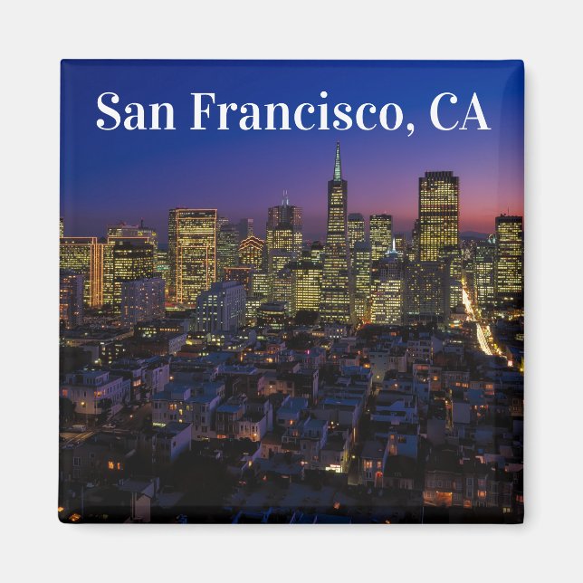 San Francisco California Night Scene Magnet (Framsidan)