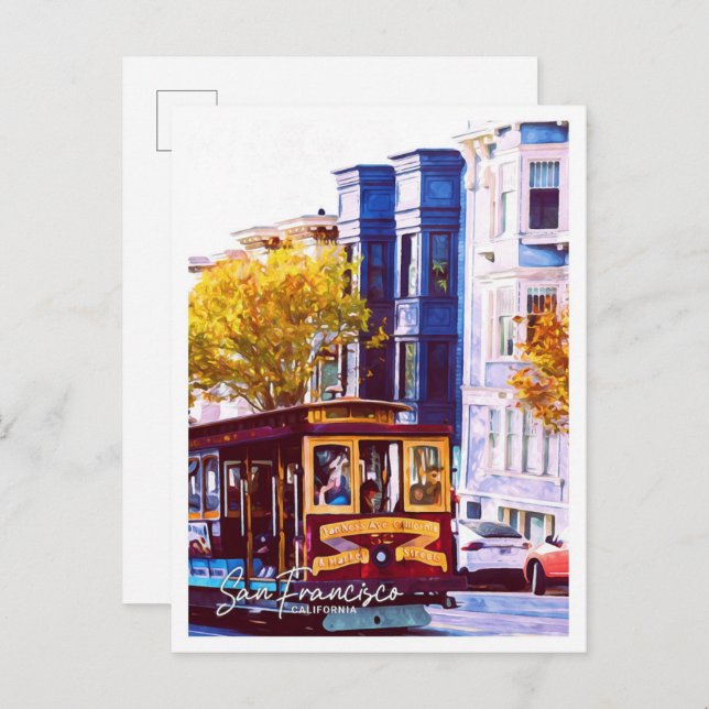 San Francisco California Oil Paint City Landscape Vykort (Fram/baksida)