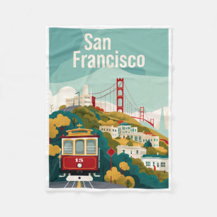 San Francisco California - Red Cable Car Fleecefilt
