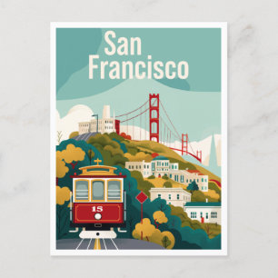 San Francisco California - Red Cable Car Vykort