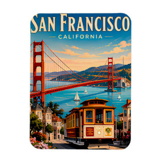 San Francisco California Resminner Retro Magnet