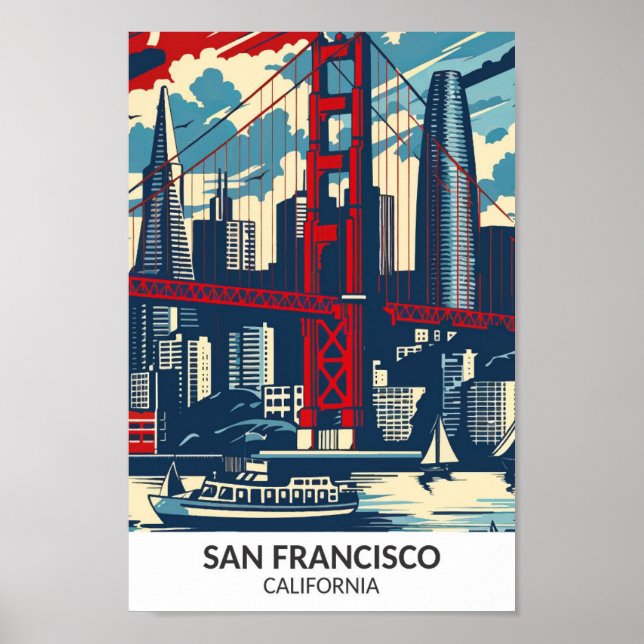 San Francisco California Retro Artwork Travel Poster (Framsidan)