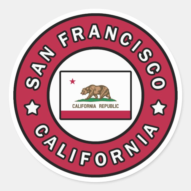 San Francisco California Runt Klistermärke (Framsida)